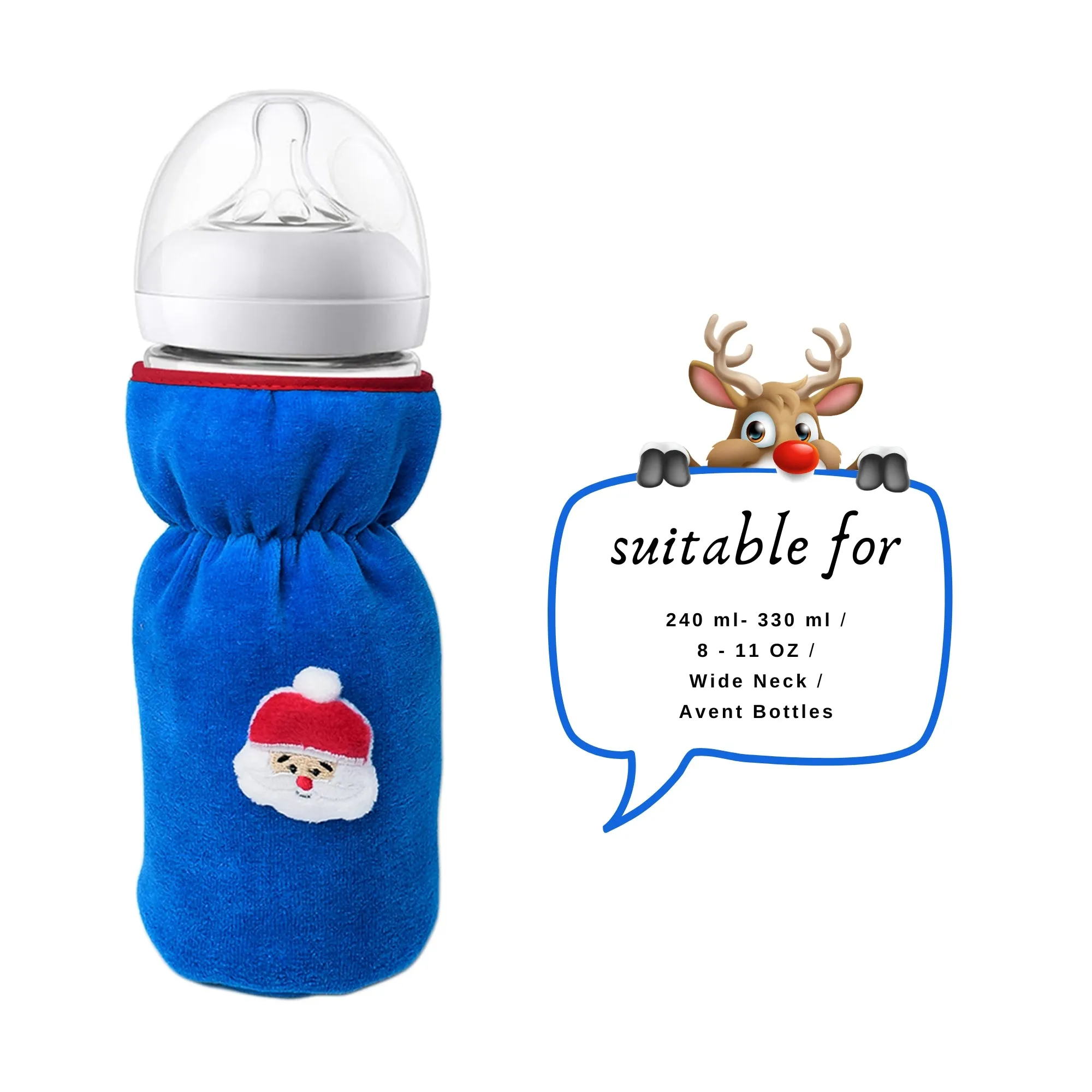 THE LITTLE LOOKERS Bottle Cover for Philips Avent/Wide Neck Feeders Soft Plush Stretchable Baby Feeding Bottle Cover with Easy to Hold Strap Wide Neck 240-330ml/8-11OZ