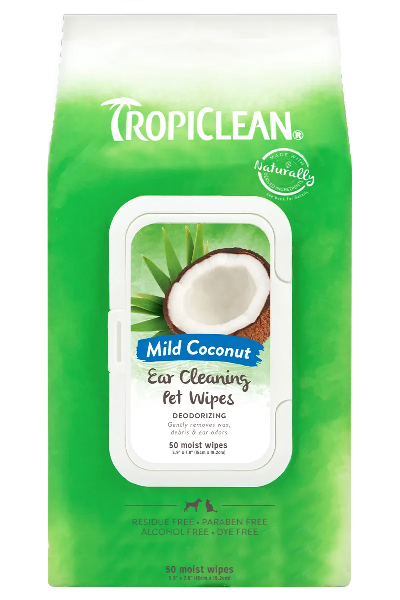 TropiClean Mild Coconut Ear Cleaning Wipes for Pets