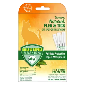 Tropiclean Natural Flea & Tick Cat Spot-On Treatment 3applicators