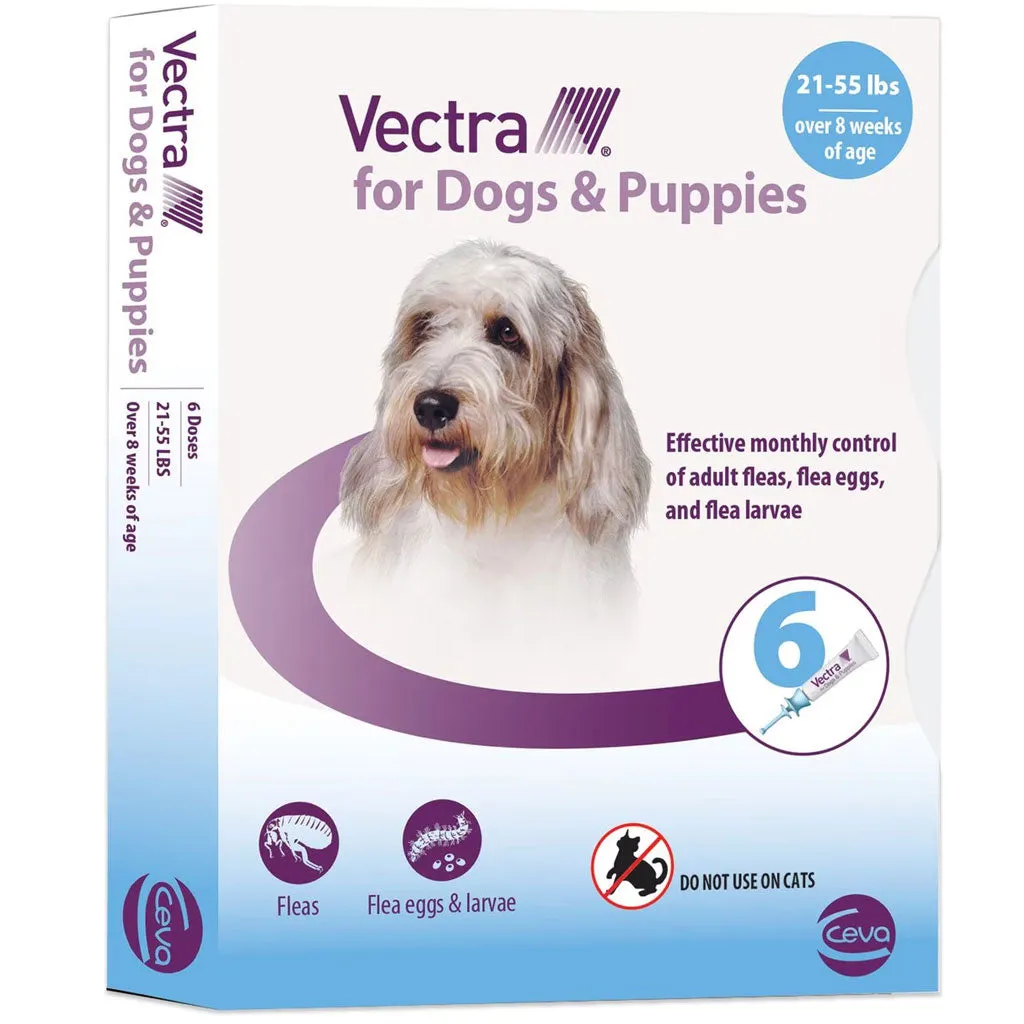 Vectra Flea and Tick Spot Treatment for Medium Dogs & Puppies, 21-55 lbs