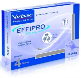 Virbac Effipro Spot On Flea & Tick Treatment For Medium Dogs 10 - 20kg 4ct