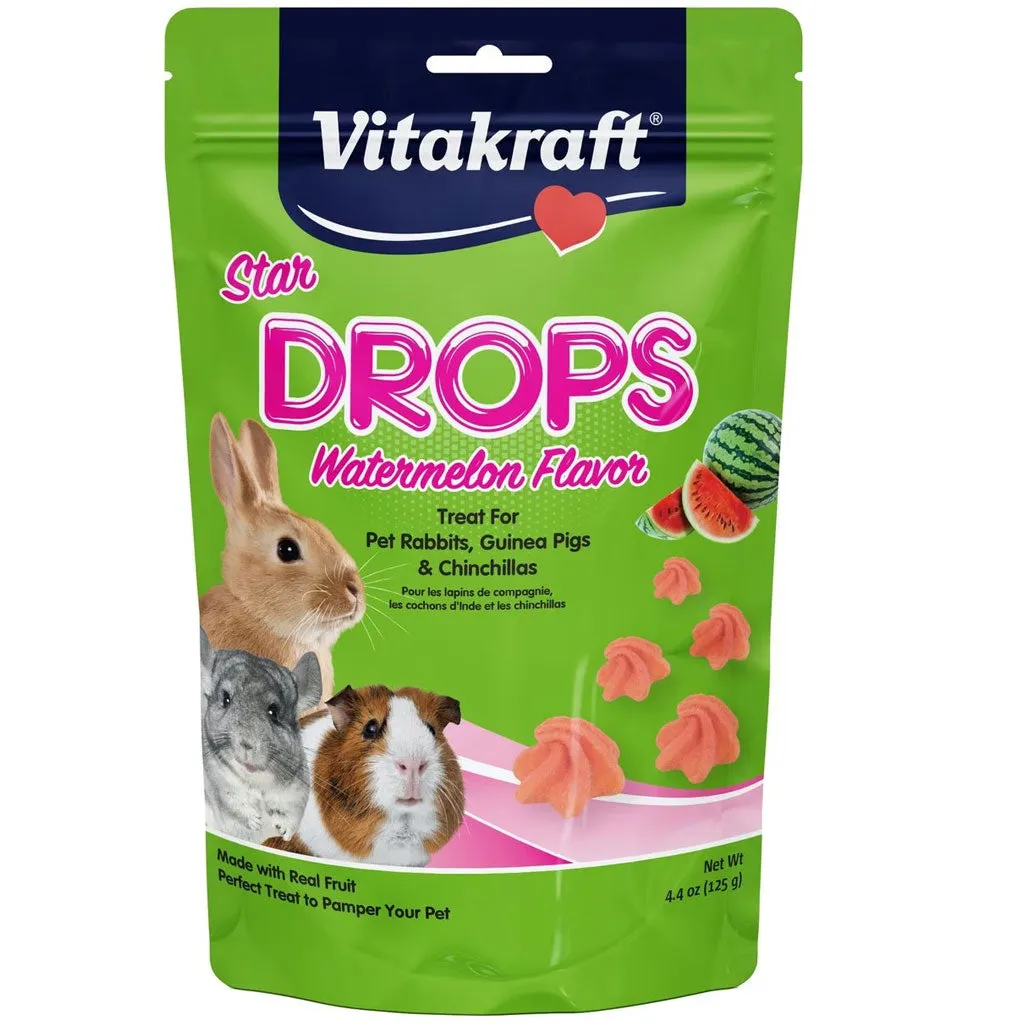 Vitakraft Star Drops Watermelon Flavor Treat for Rabbits, Guinea Pigs & Chinchillas, 4.4-oz