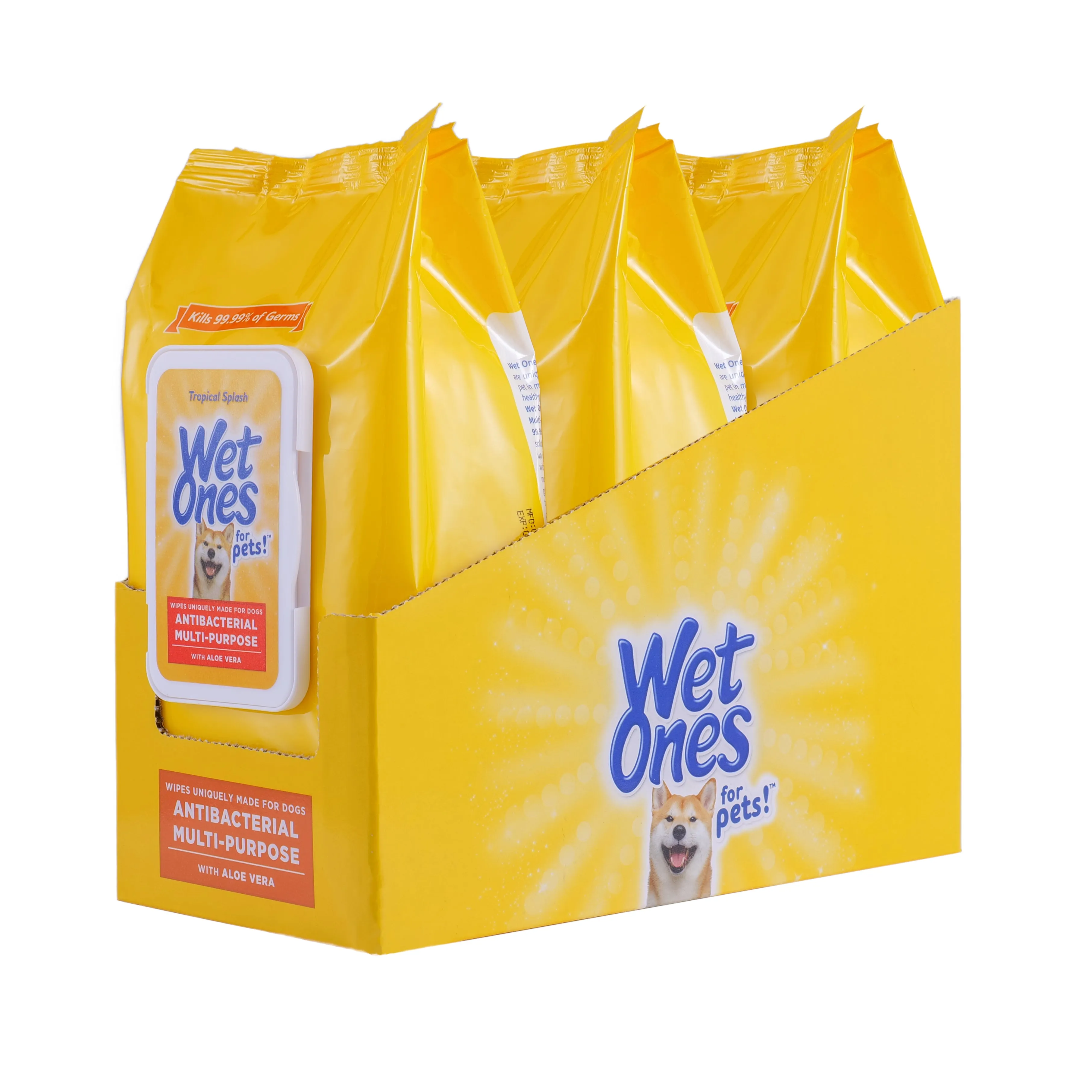 Wet Ones Anti-Bacterial All Purpose Wipe for Dogs - 100 ct pouch, 3 pc PDQ